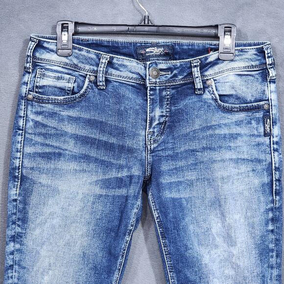 Silver Jeans AIKO Mid Ankle Skinny Mid Rise Jeans Raw Hem 30x27 - Picture 3 of 12
